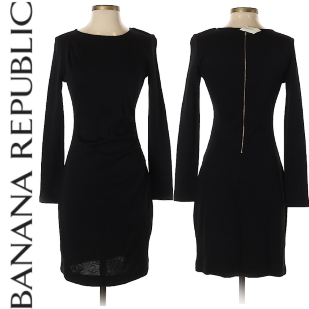 NWT Banana Republic Sheath Long-Sleeve Black Dress